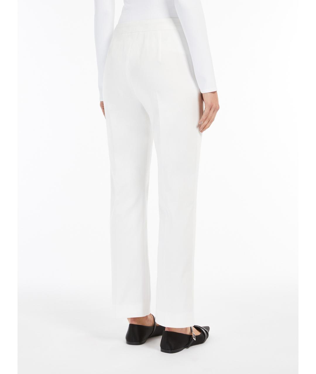 MAX MARA Белые хлопковые прямые брюки, фото 4