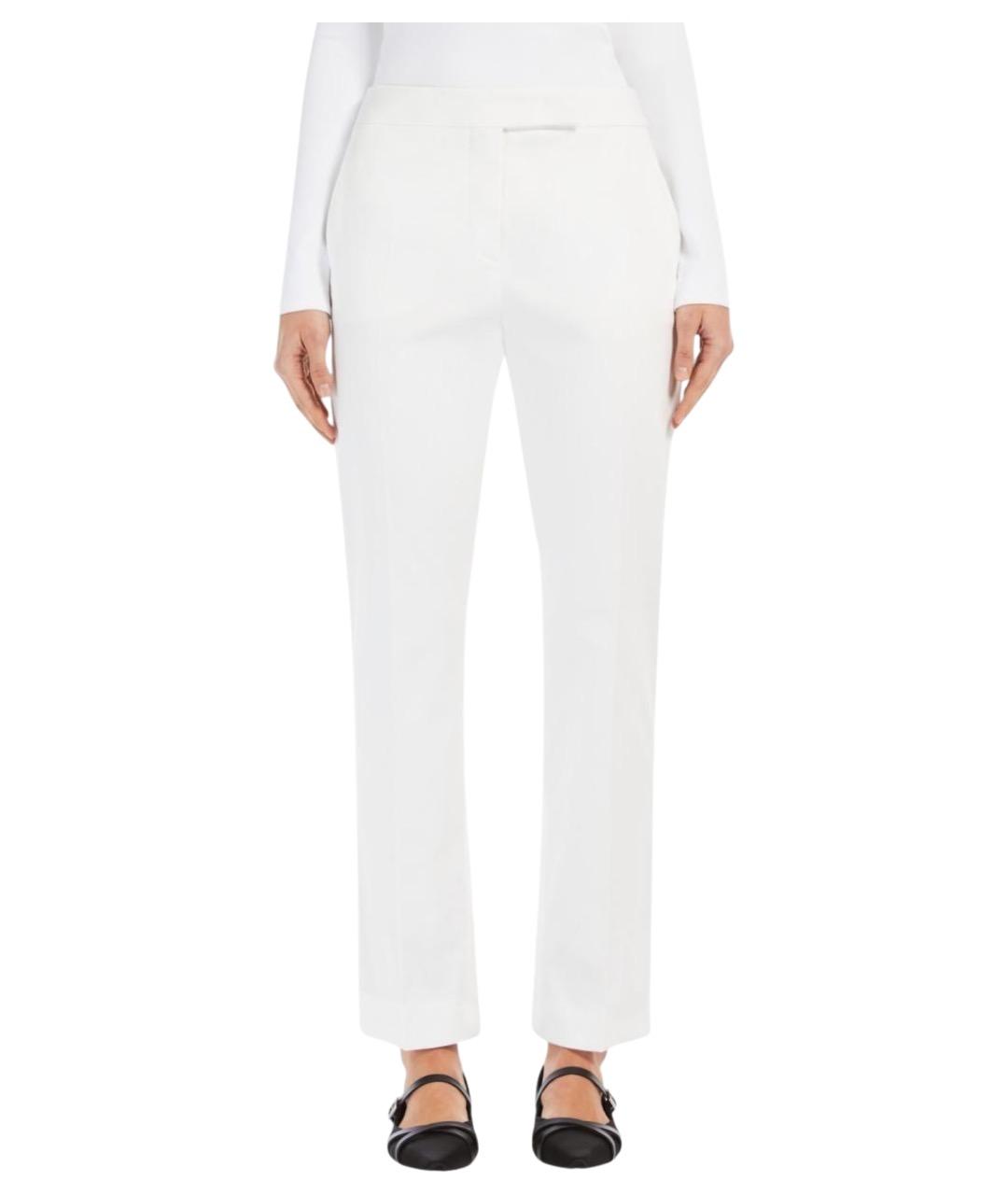 MAX MARA Белые хлопковые прямые брюки, фото 1