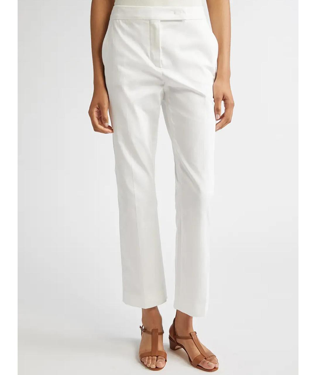 MAX MARA Белые хлопковые прямые брюки, фото 2