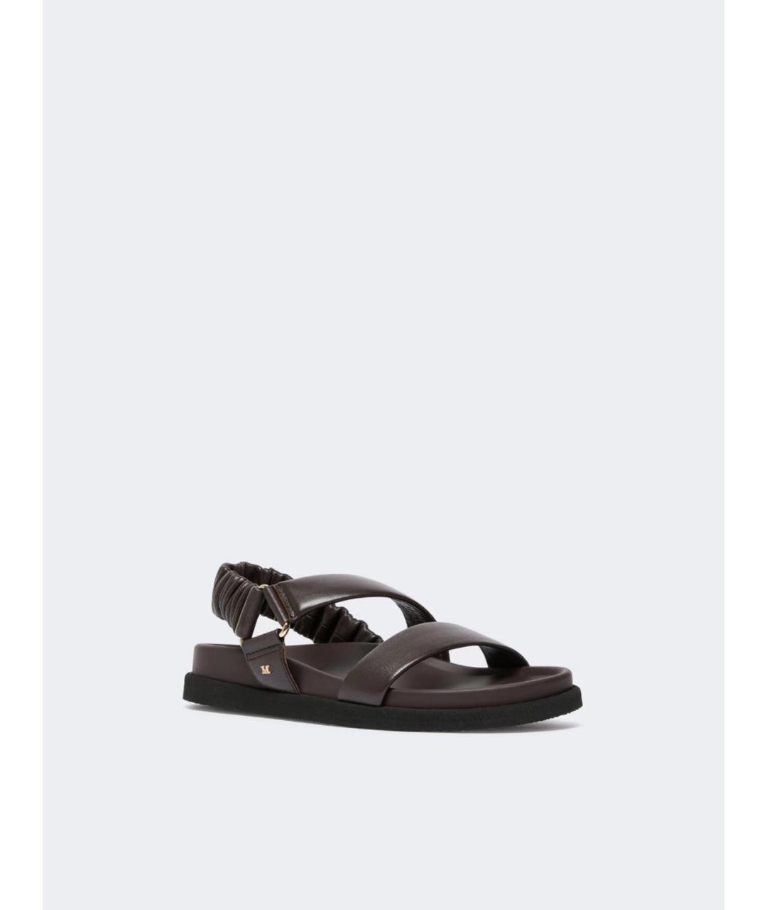 MAX MARA Коричневые кожаные сандалии, фото 2