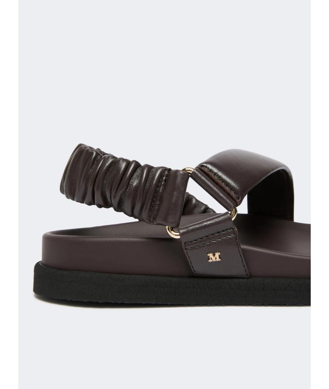 MAX MARA Коричневые кожаные сандалии, фото 4