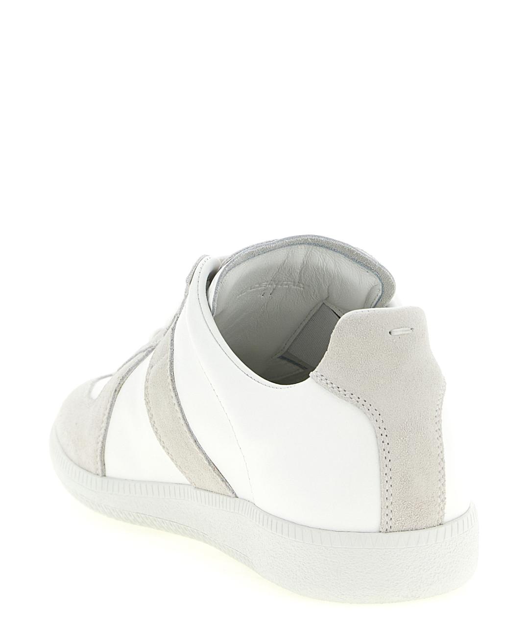 MAISON MARGIELA Белые кожаные низкие кроссовки / кеды, фото 3