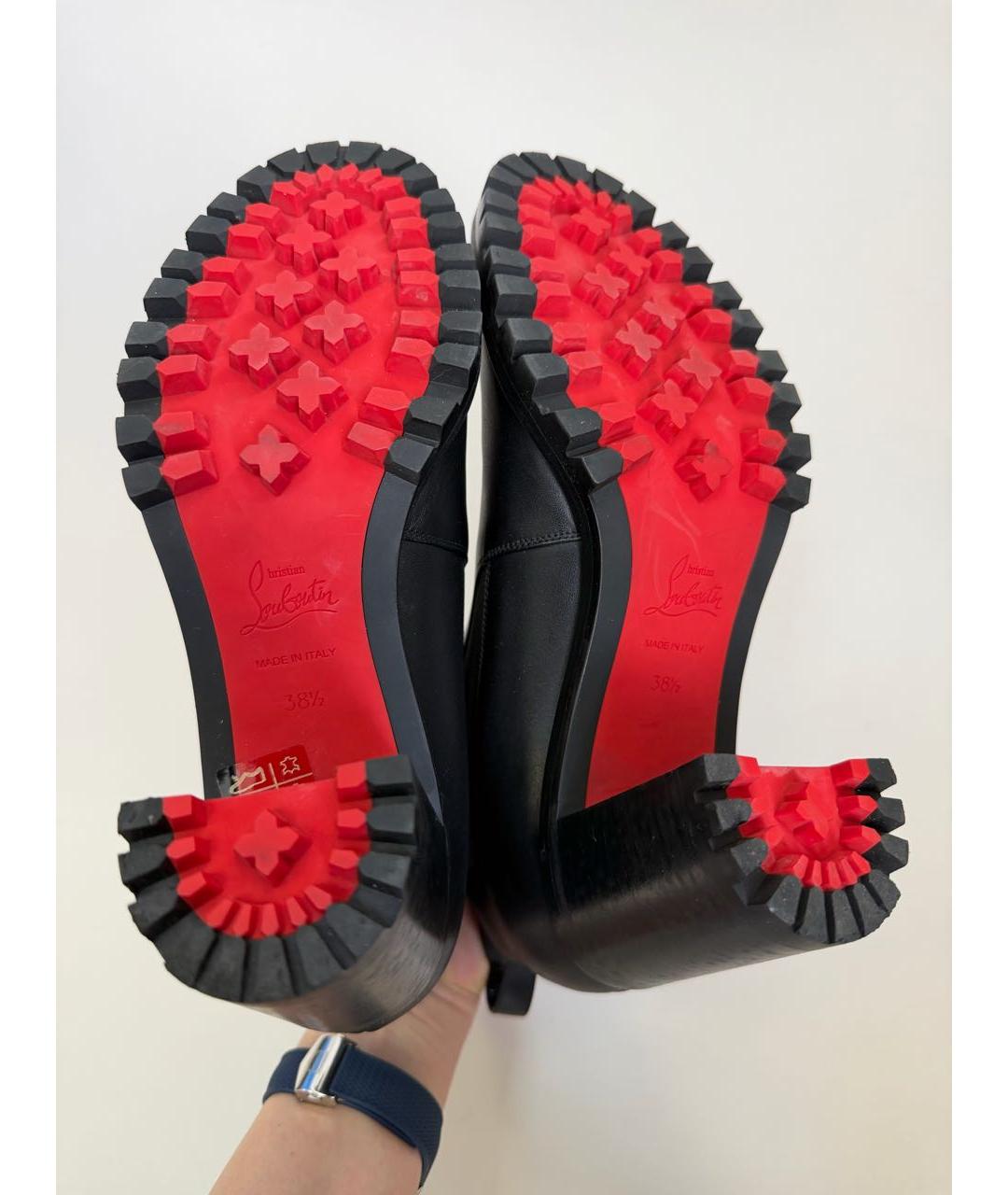 CHRISTIAN LOUBOUTIN Черные кожаные ботильоны, фото 4