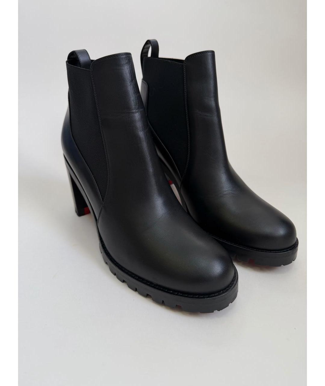 CHRISTIAN LOUBOUTIN Черные кожаные ботильоны, фото 2