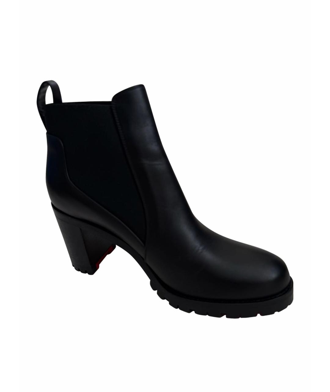 CHRISTIAN LOUBOUTIN Черные кожаные ботильоны, фото 1