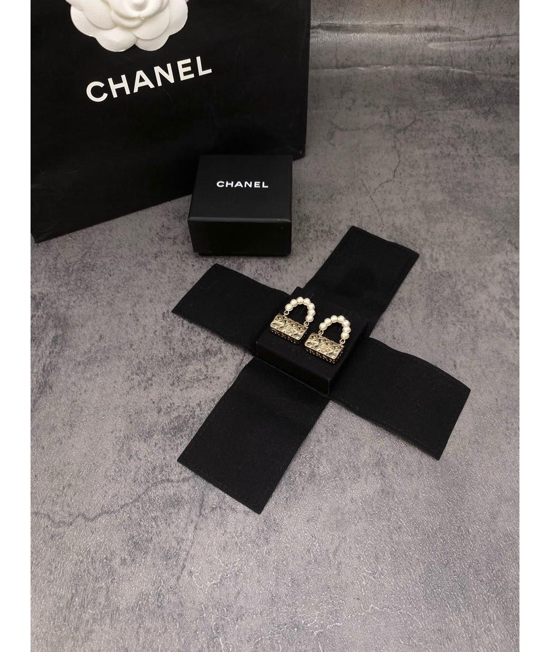 CHANEL Золотые металлические серьги, фото 2