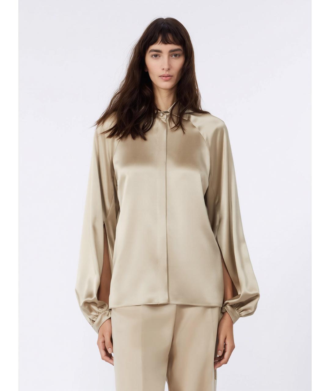 MAX MARA Бежевая шелковая рубашка, фото 3