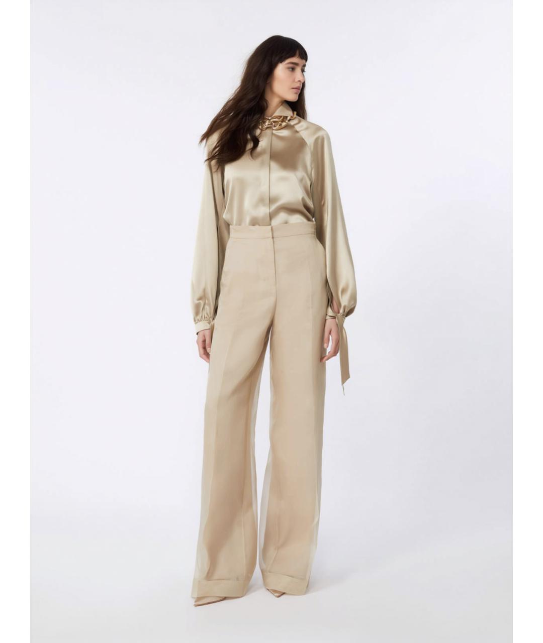 MAX MARA Бежевая шелковая рубашка, фото 2