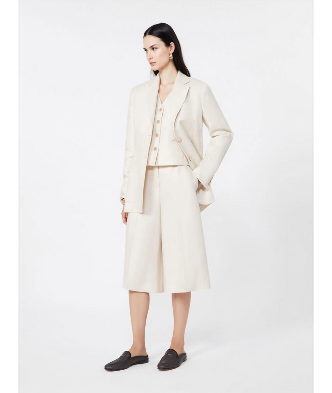 MAX MARA Бежевый льняной жакет/пиджак, фото 2