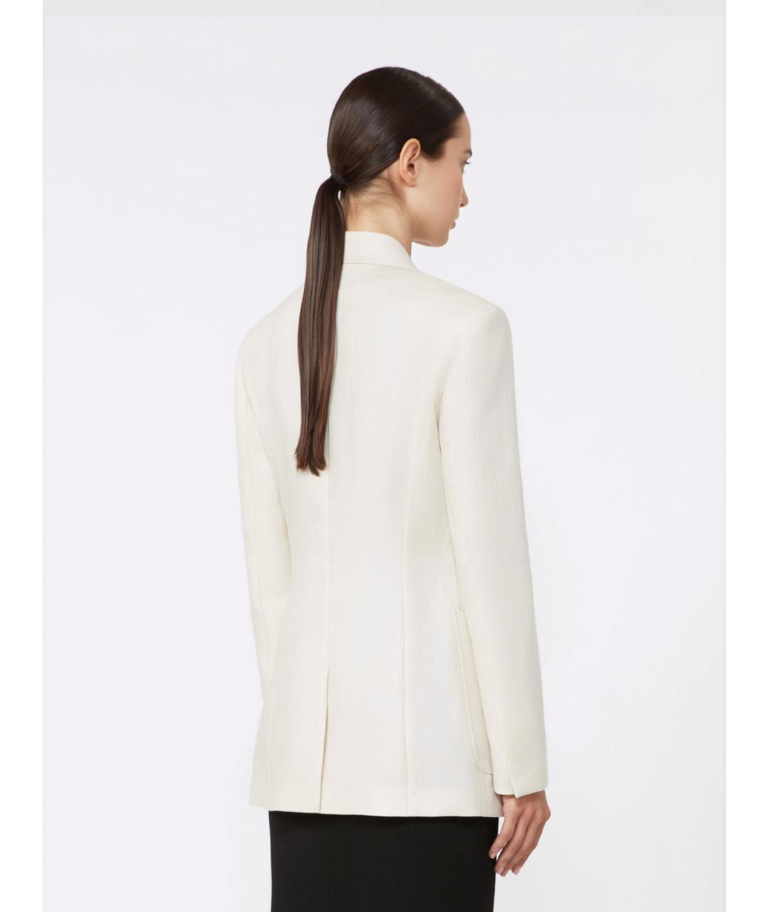 MAX MARA Бежевый льняной жакет/пиджак, фото 4