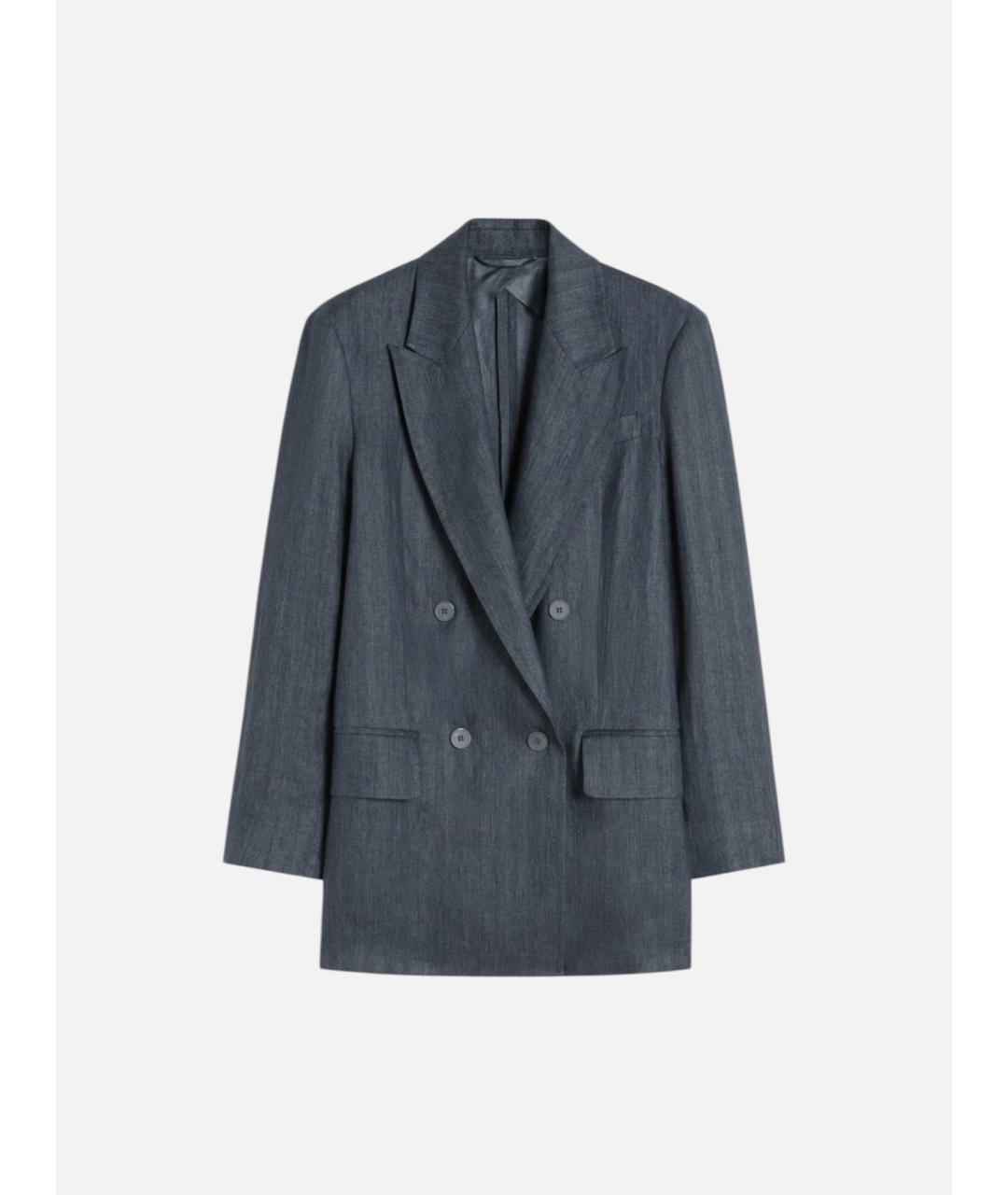 MAX MARA Серый льняной жакет/пиджак, фото 6