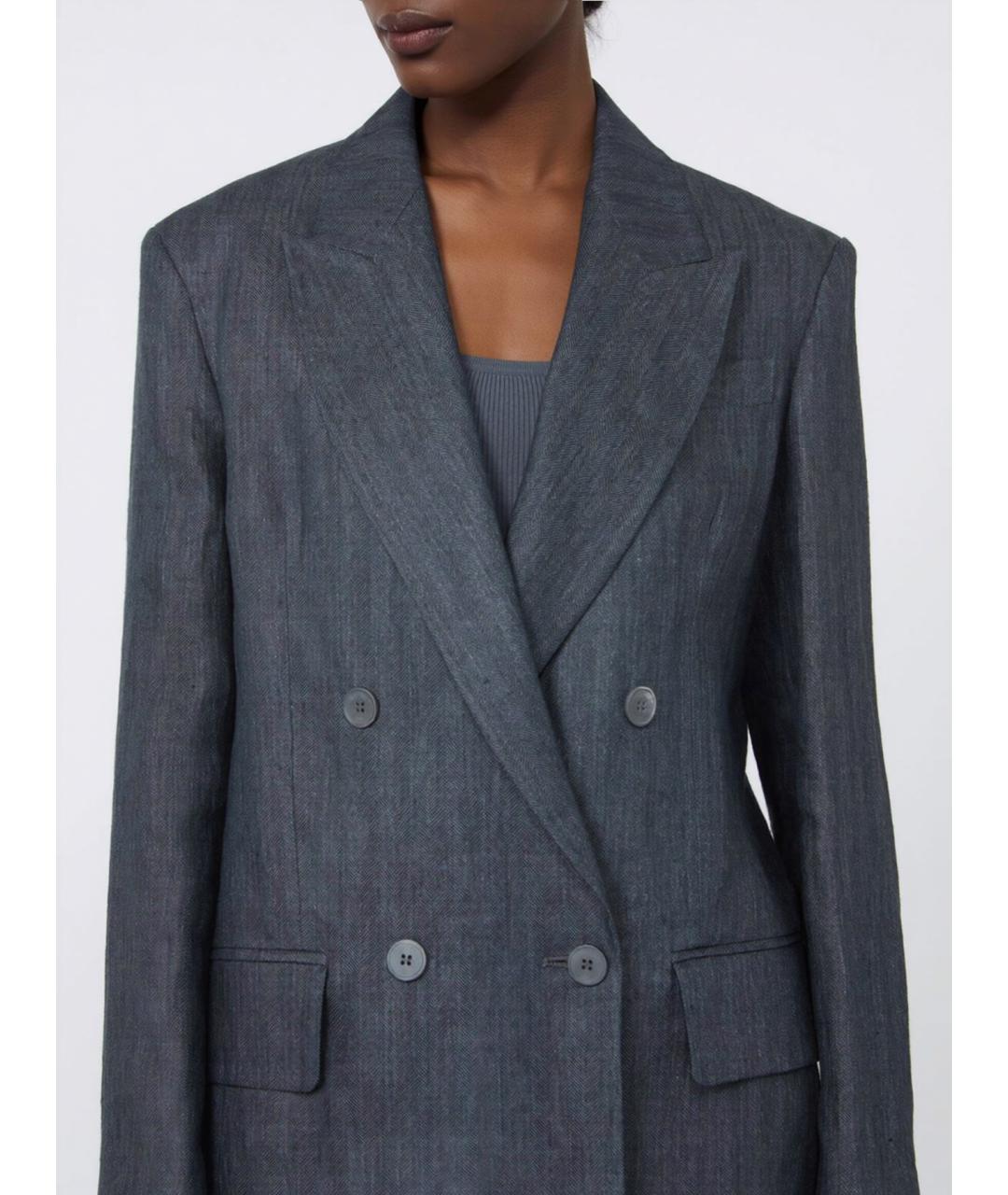 MAX MARA Серый льняной жакет/пиджак, фото 5