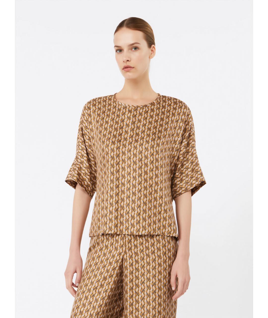 MAX MARA Коричневая шелковая туника, фото 3