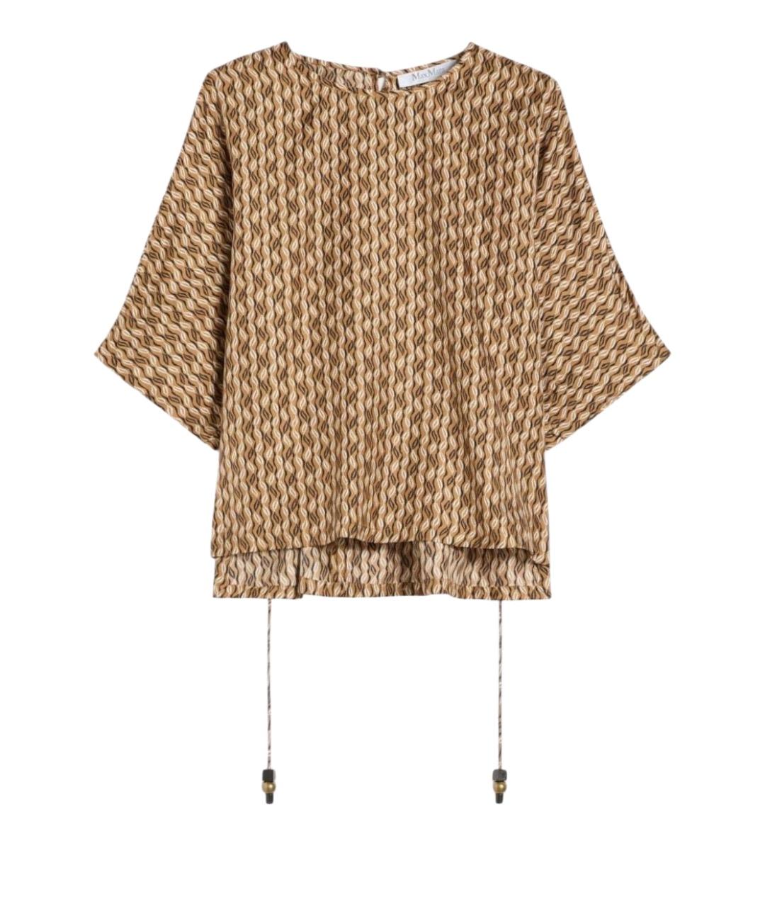 MAX MARA Коричневая шелковая туника, фото 1