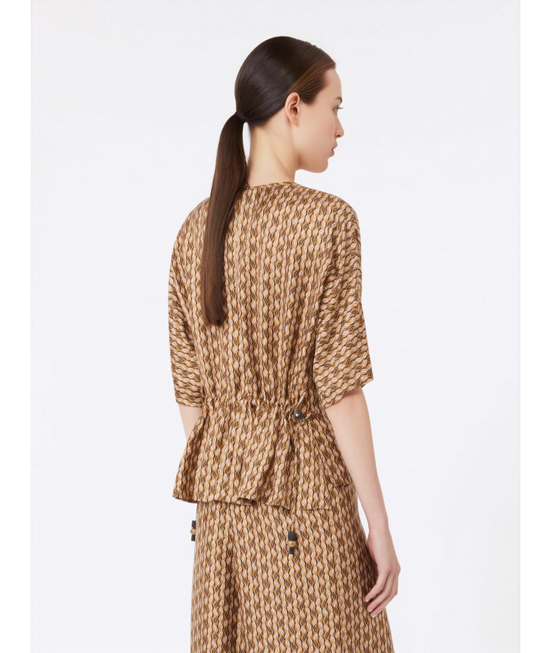 MAX MARA Коричневая шелковая туника, фото 4