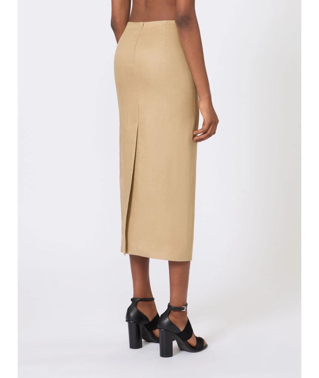 MAX MARA Бежевая льняная юбка миди, фото 4
