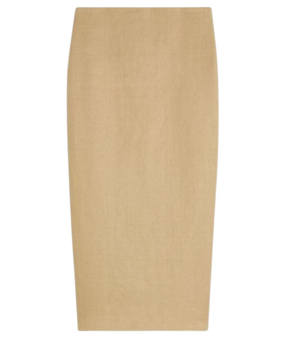 MAX MARA Бежевая льняная юбка миди, фото 1