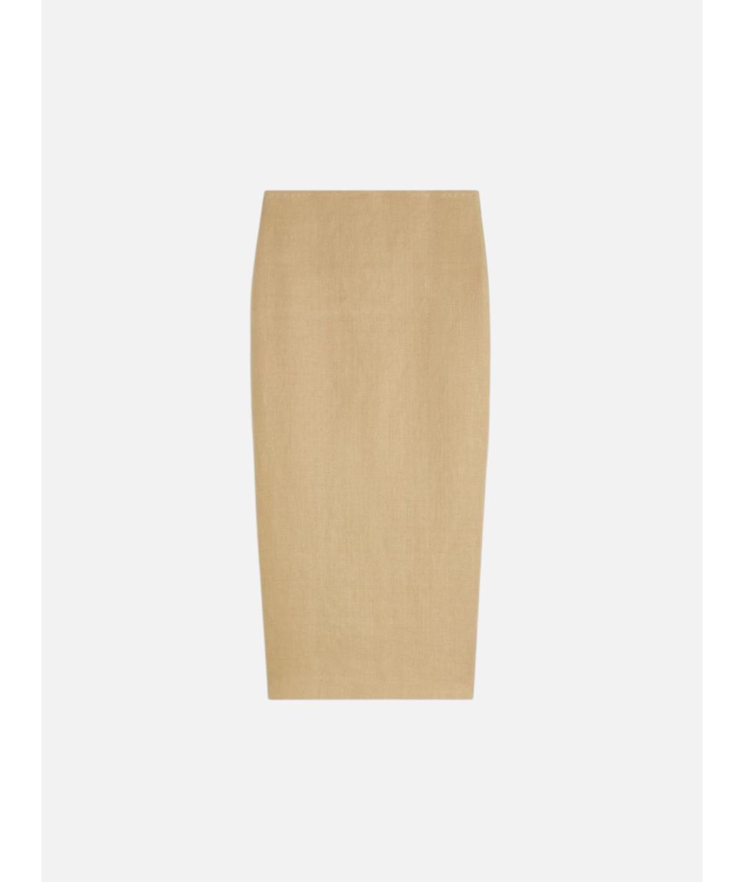 MAX MARA Бежевая льняная юбка миди, фото 5