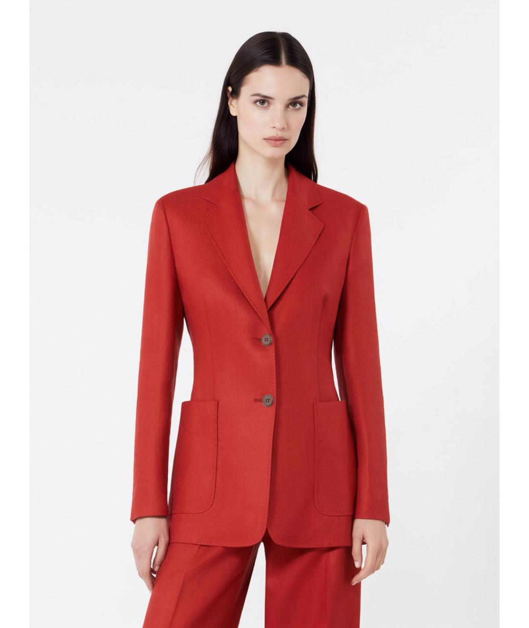 MAX MARA Красный льняной жакет/пиджак, фото 3