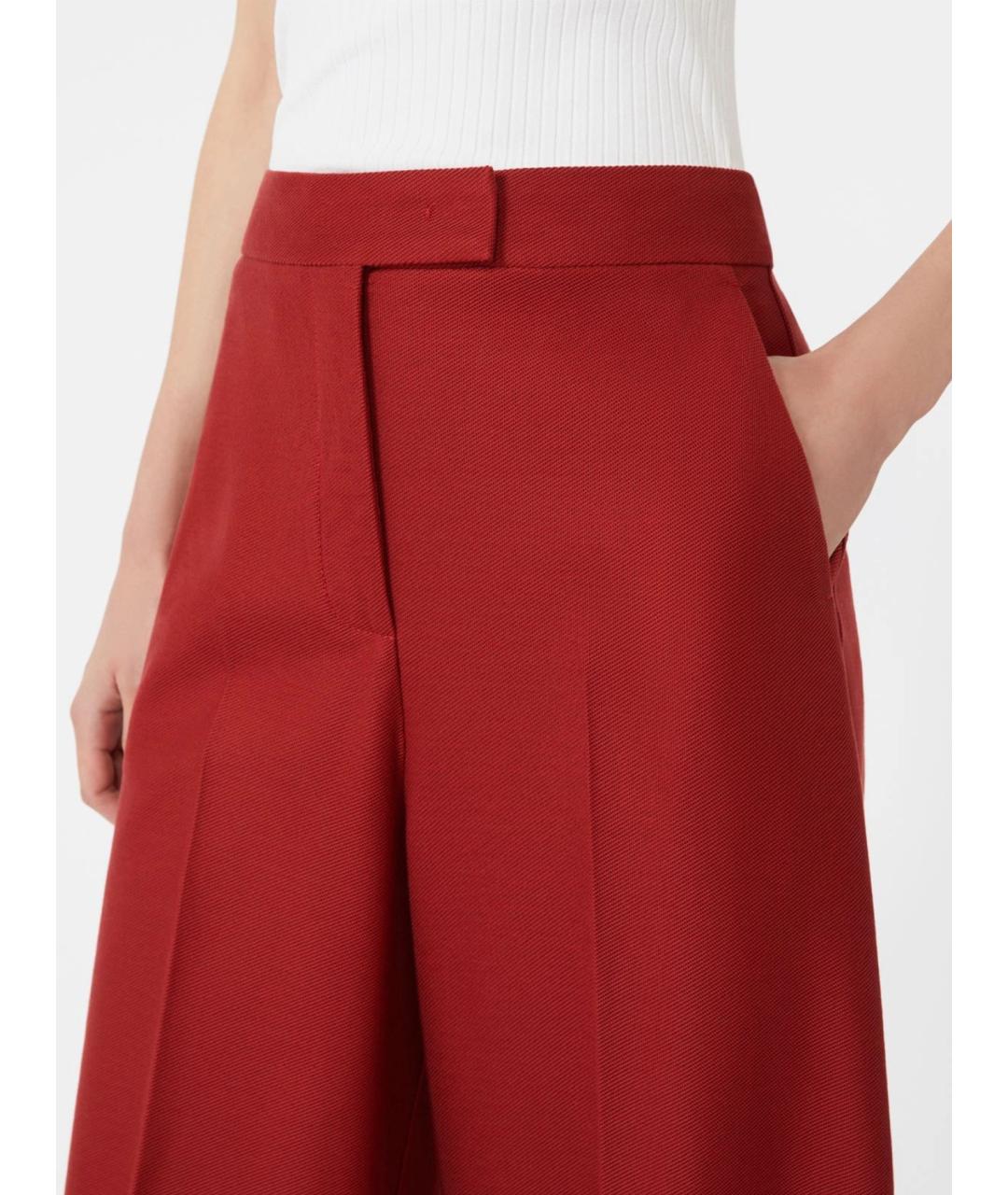 MAX MARA Красные хлопковые брюки широкие, фото 5