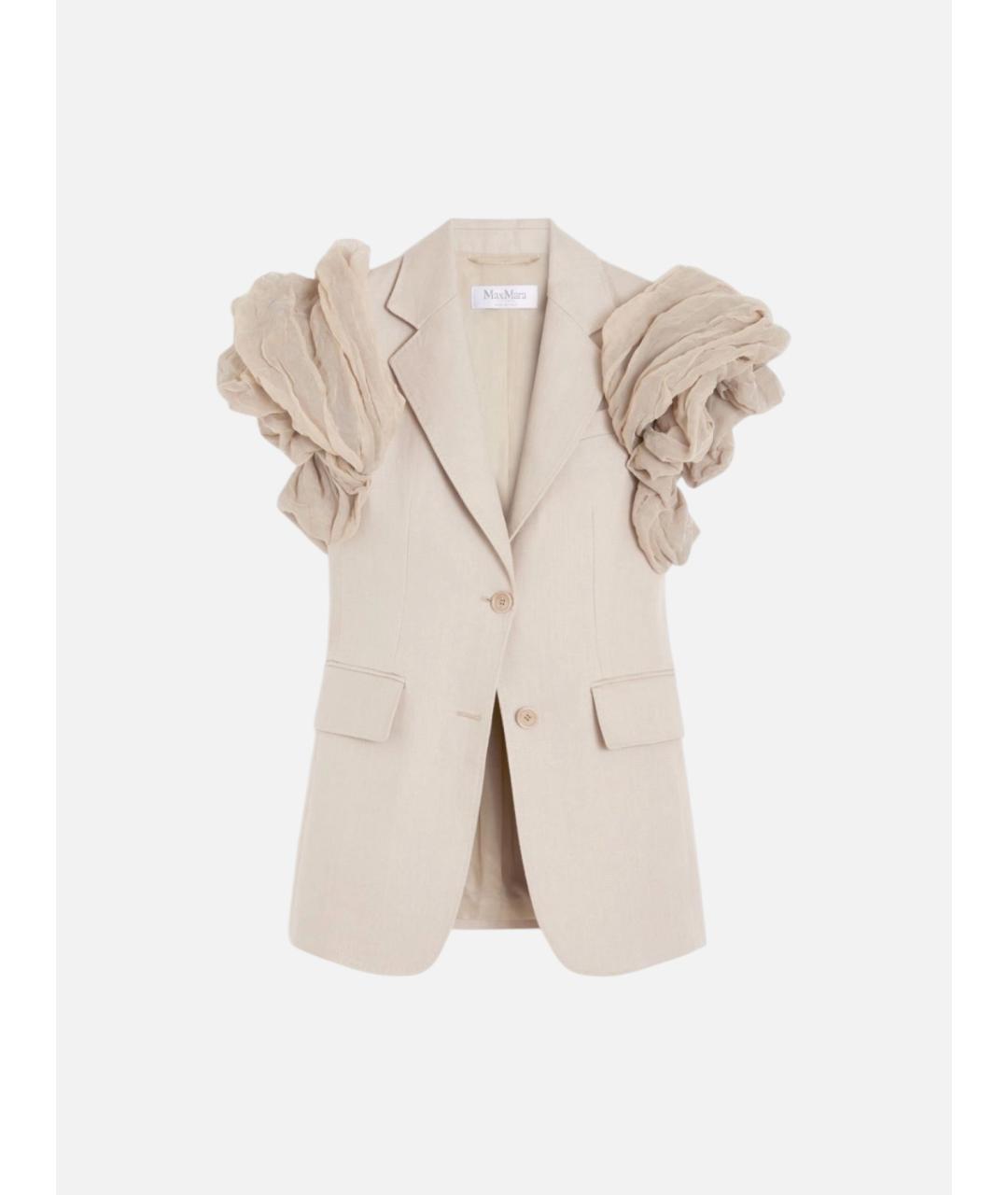 MAX MARA Бежевый льняной жакет/пиджак, фото 6