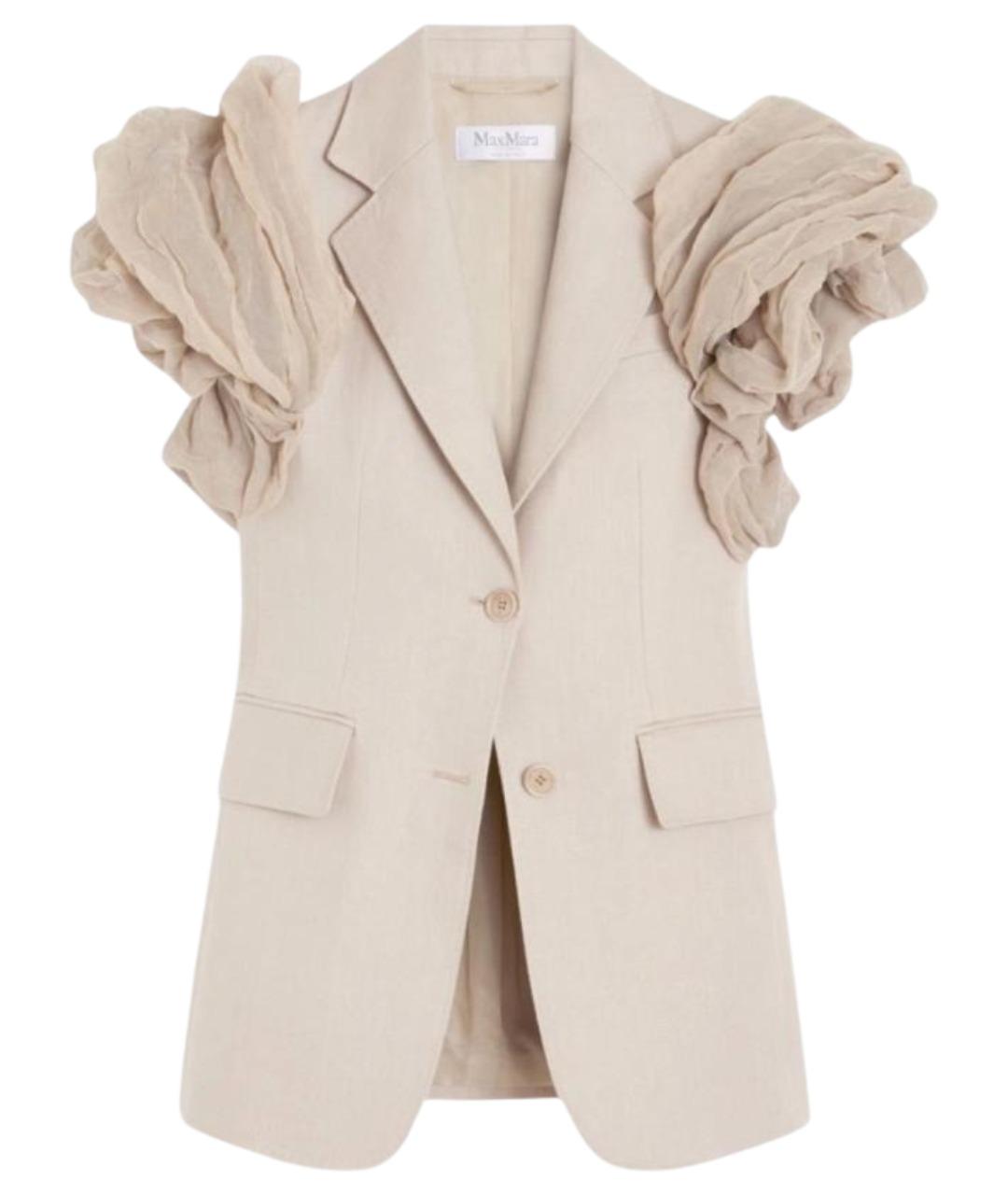 MAX MARA Бежевый льняной жакет/пиджак, фото 1