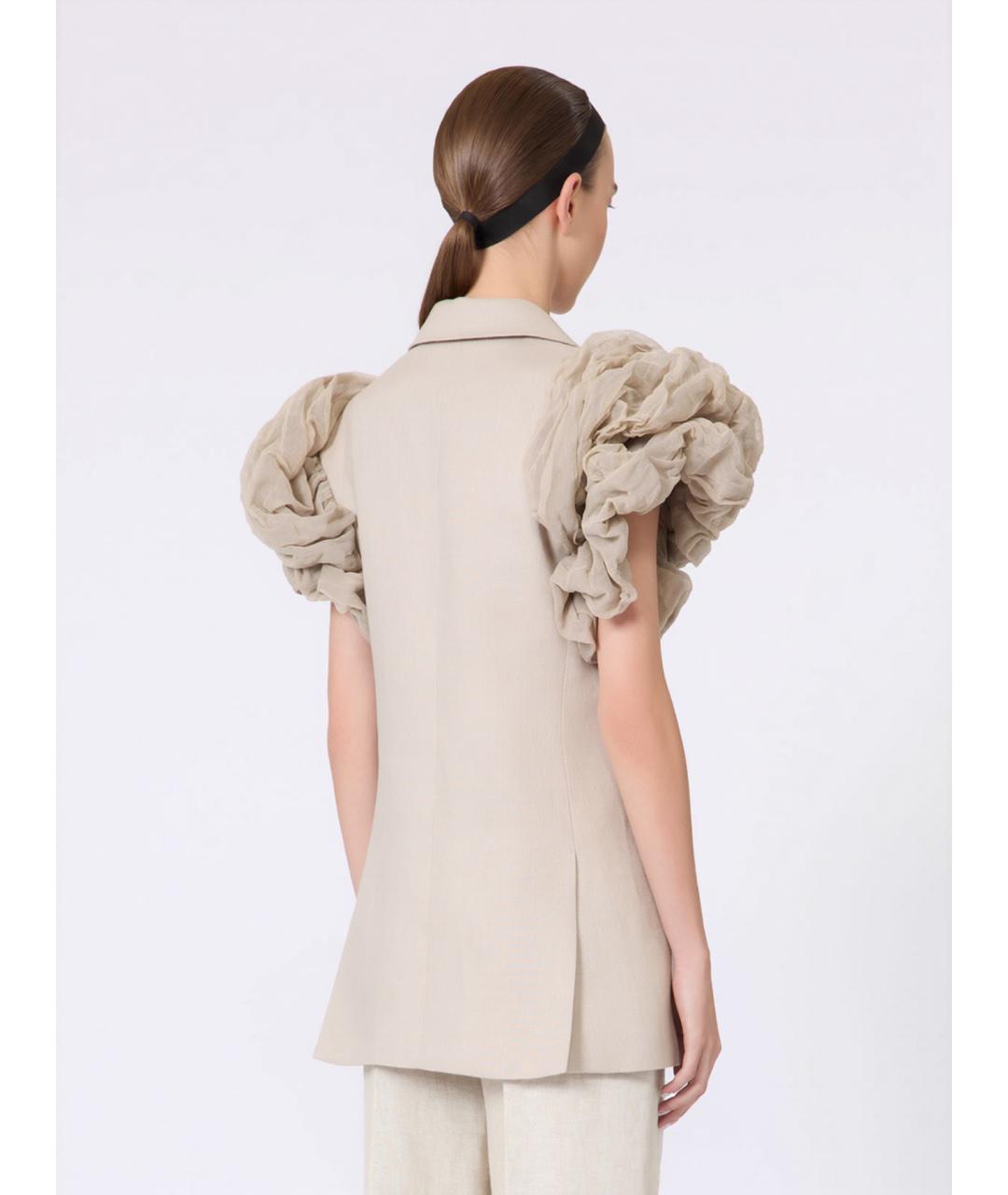 MAX MARA Бежевый льняной жакет/пиджак, фото 4