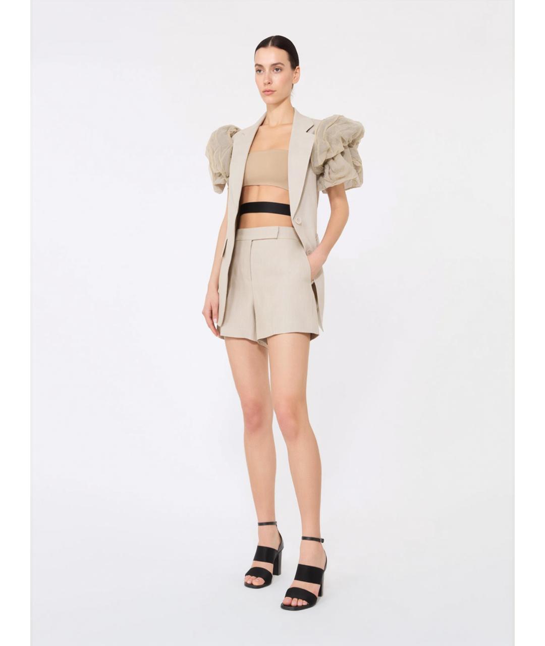 MAX MARA Бежевый льняной жакет/пиджак, фото 2