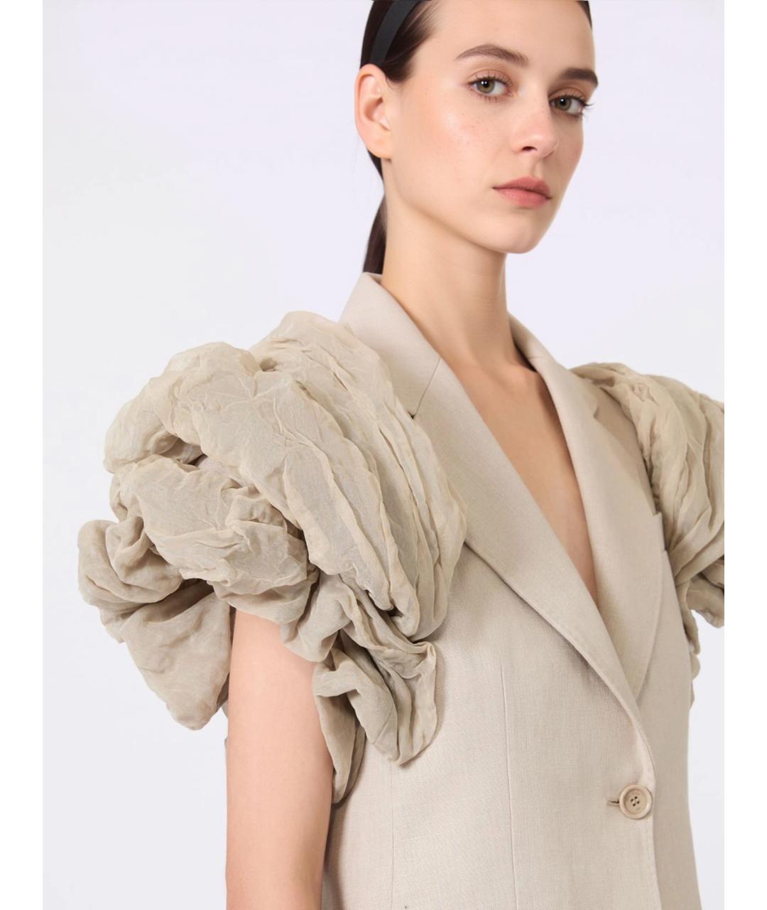MAX MARA Бежевый льняной жакет/пиджак, фото 5