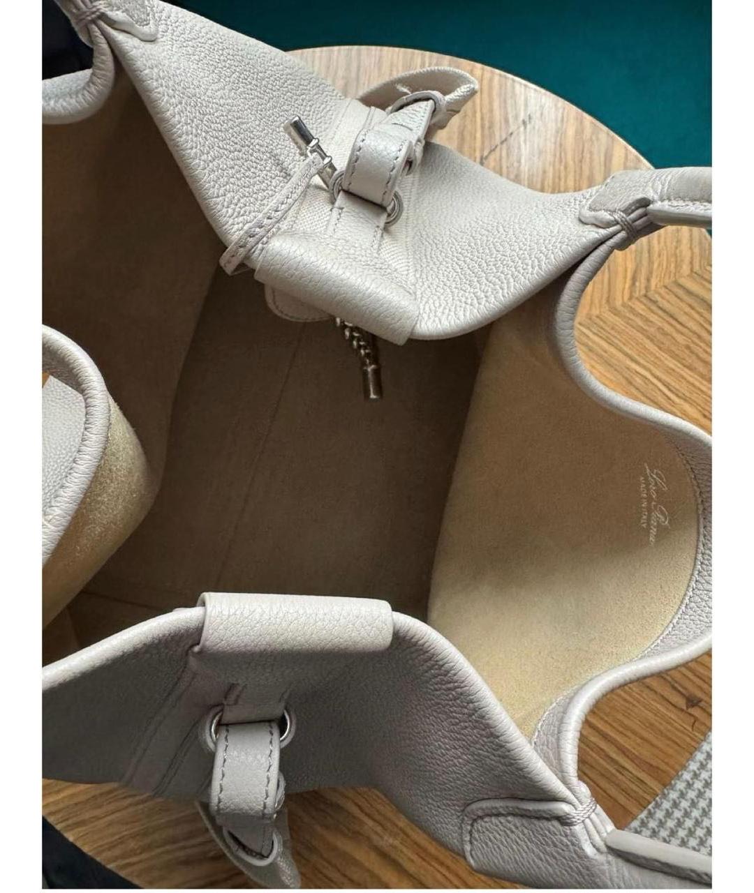 LORO PIANA Серая кожаная сумка с короткими ручками, фото 4