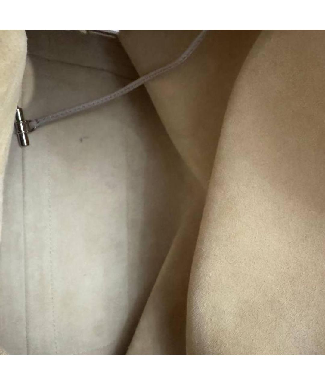 LORO PIANA Серая кожаная сумка с короткими ручками, фото 5