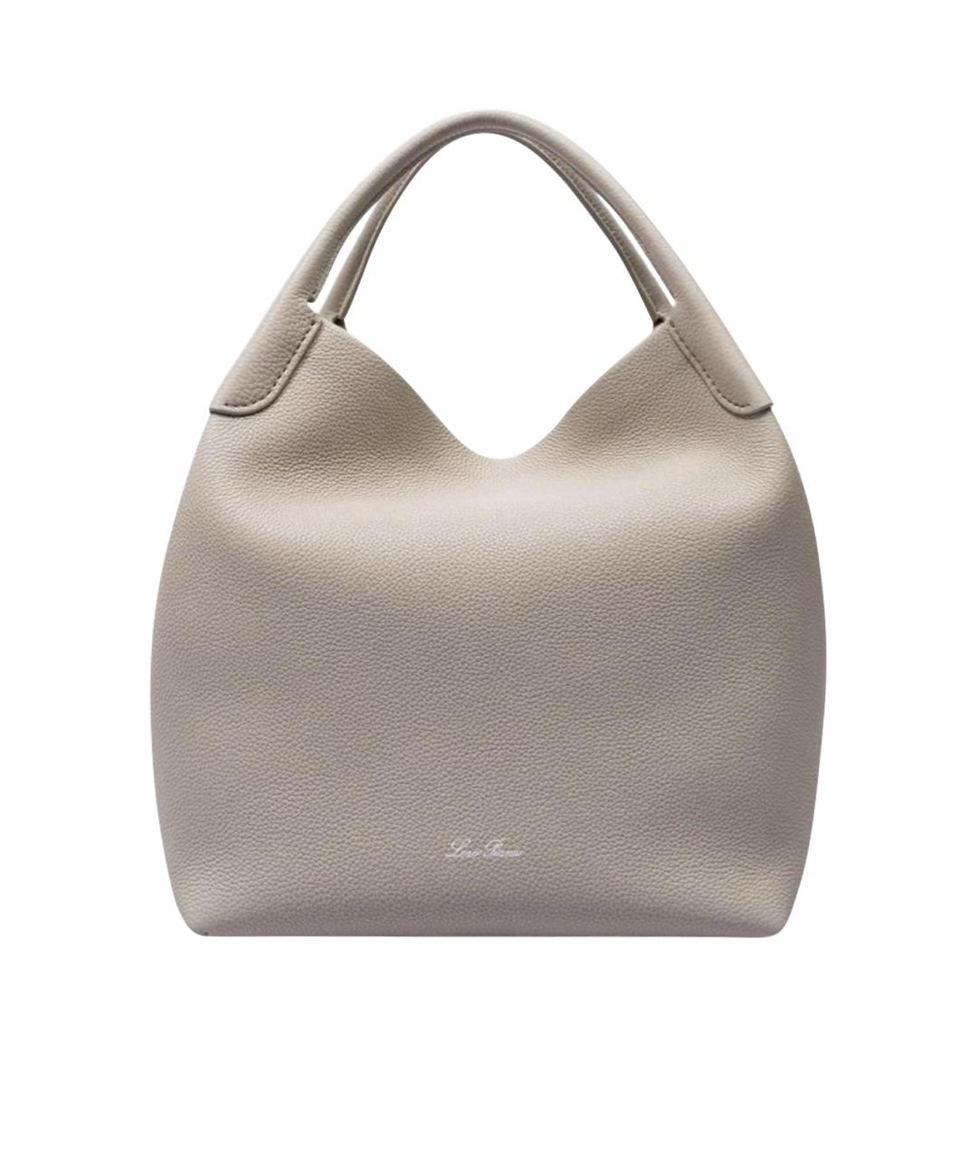 LORO PIANA Серая кожаная сумка с короткими ручками, фото 1