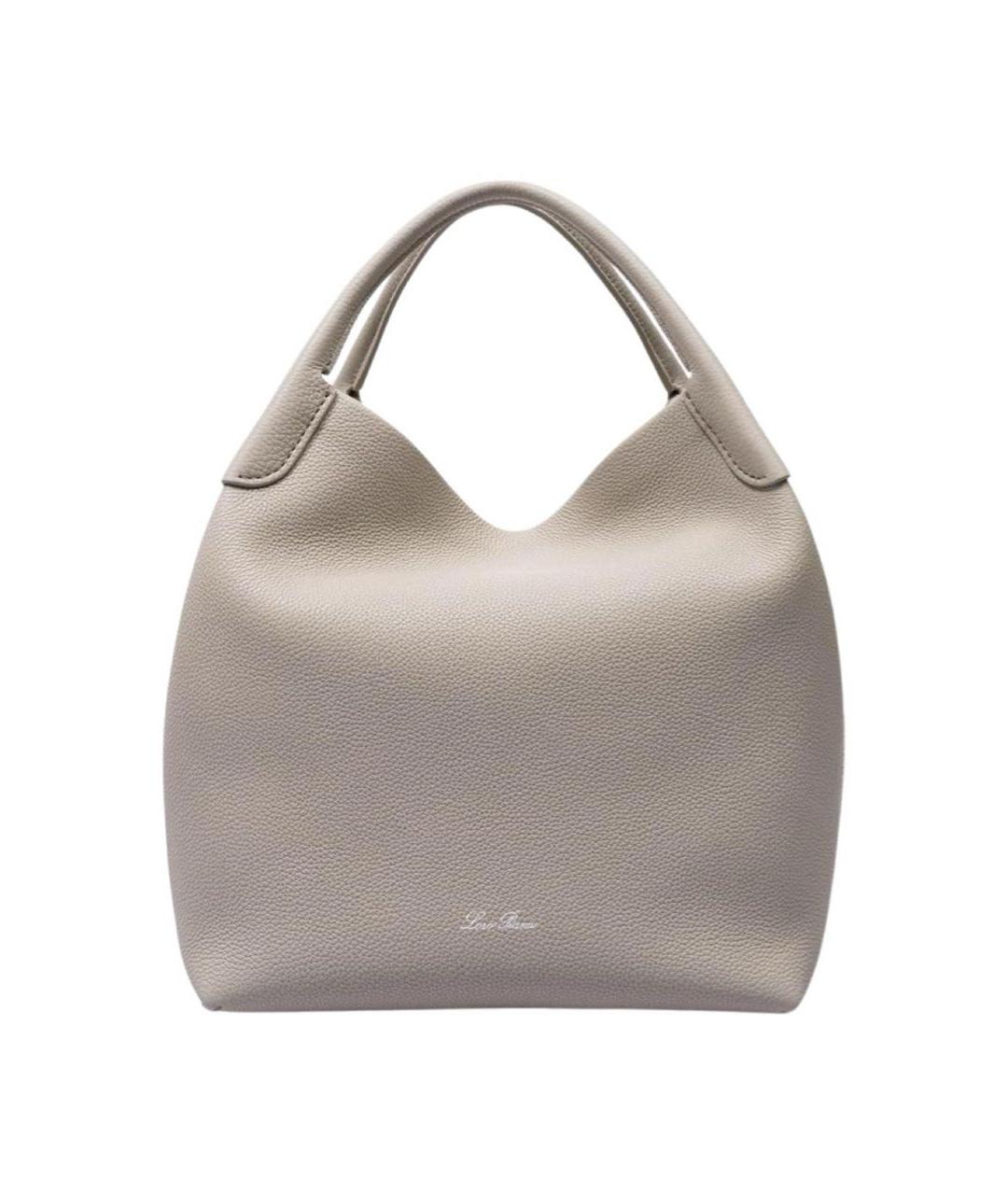 LORO PIANA Серая кожаная сумка с короткими ручками, фото 6