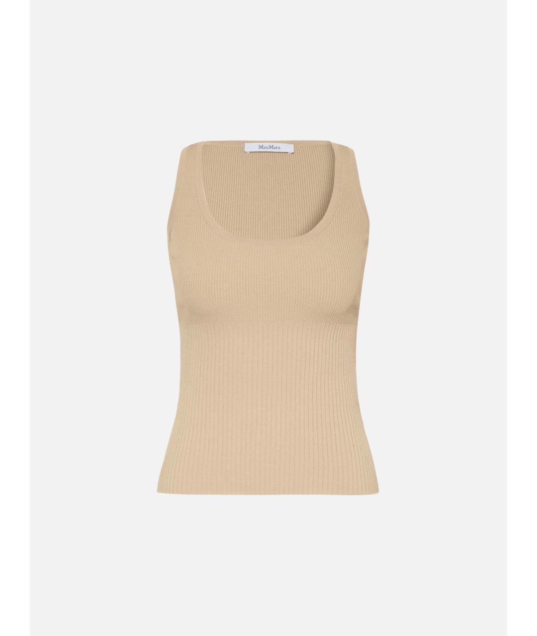 MAX MARA Бежевая вискозная майка, фото 5