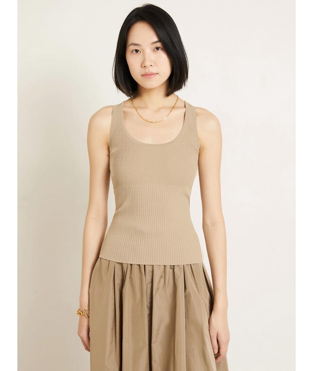 MAX MARA Бежевая вискозная майка, фото 4