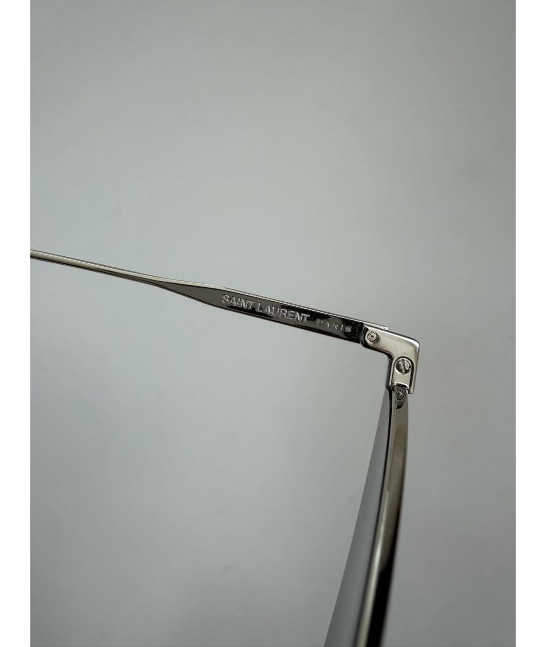 SAINT LAURENT Серебряные металлические солнцезащитные очки, фото 3