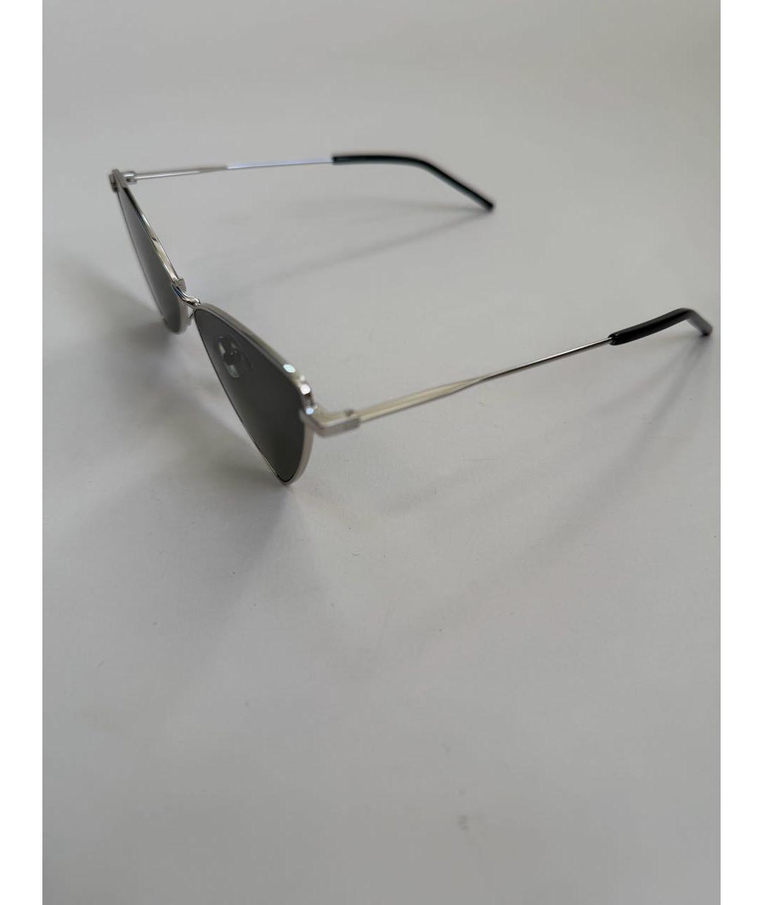 SAINT LAURENT Серебряные металлические солнцезащитные очки, фото 5