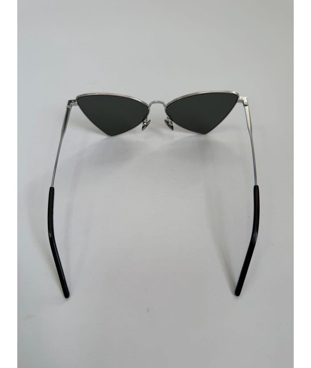 SAINT LAURENT Серебряные металлические солнцезащитные очки, фото 4