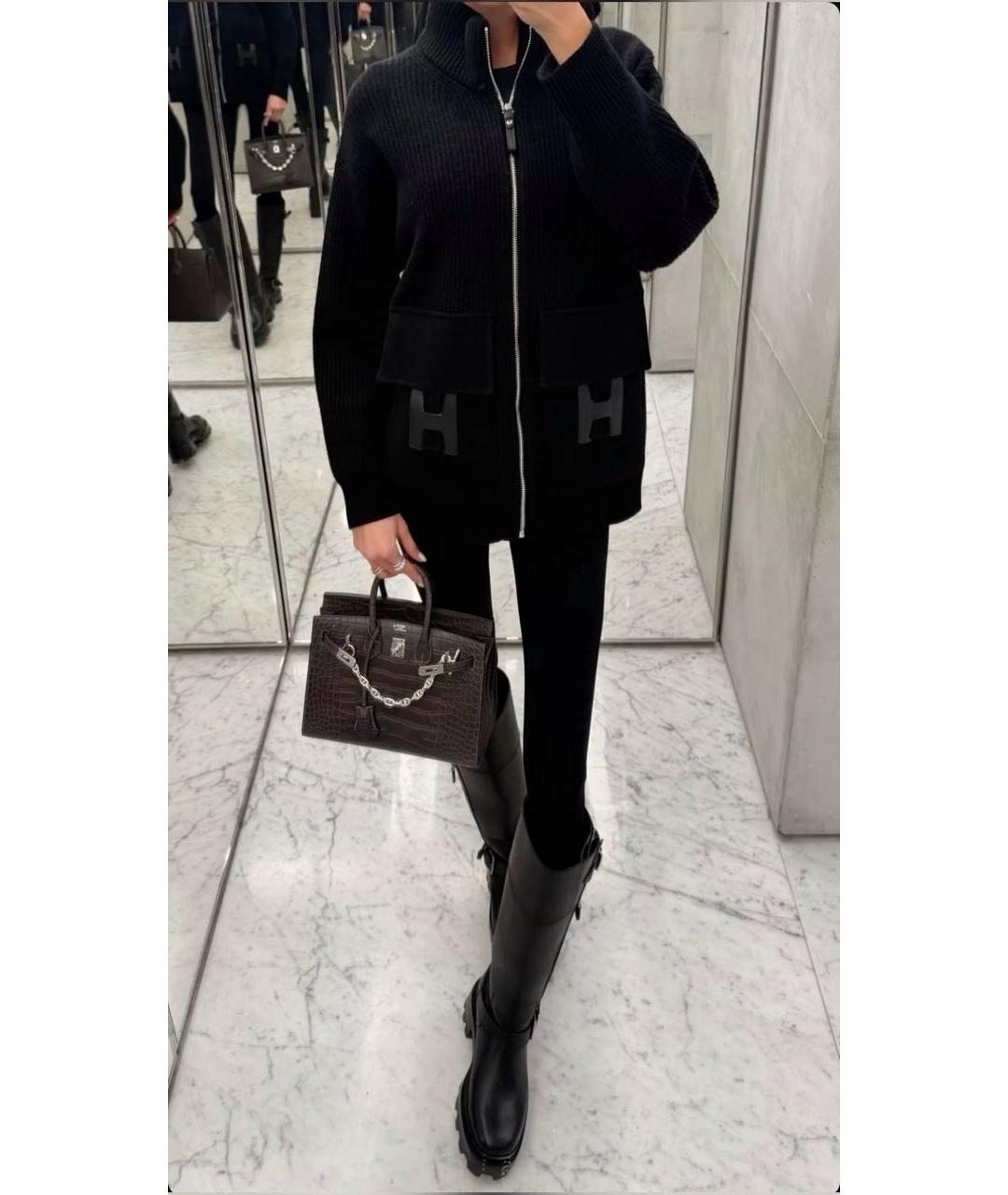 HERMES Черный шерстяной кардиган, фото 4