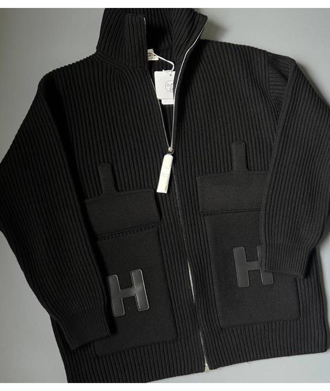 HERMES Черный шерстяной кардиган, фото 2