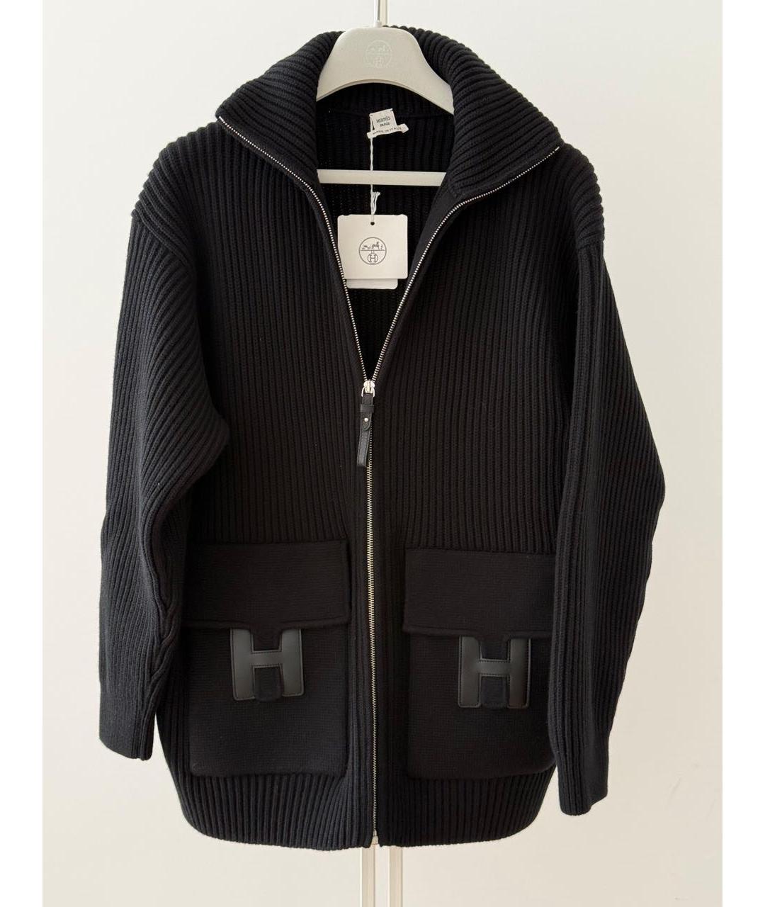 HERMES Черный шерстяной кардиган, фото 7