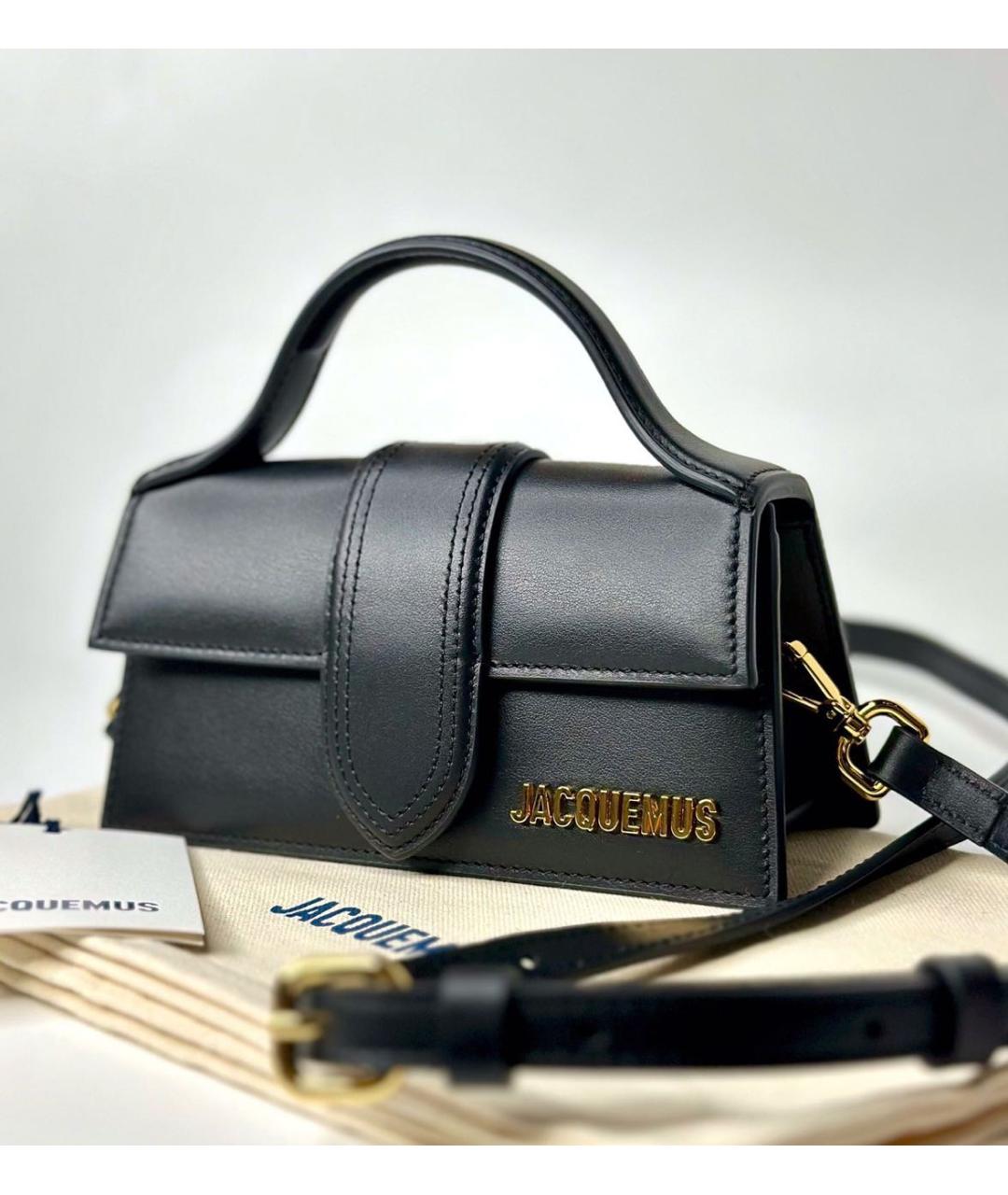 JACQUEMUS Черная кожаная сумка через плечо, фото 4