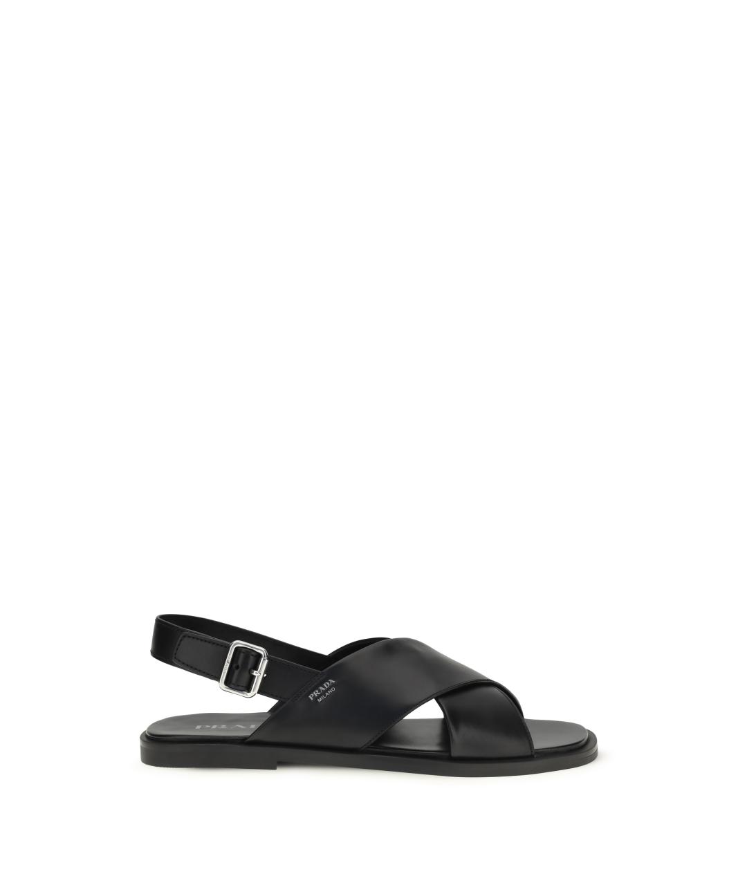 PRADA Черные кожаные сандалии, фото 1