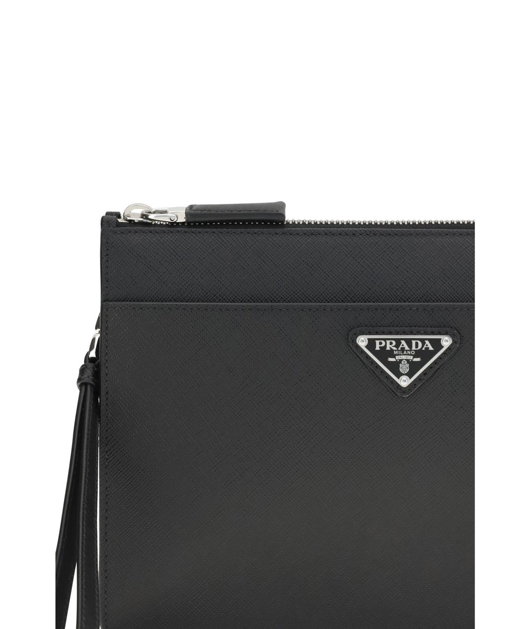 PRADA Черная кожаная барсетка, фото 4