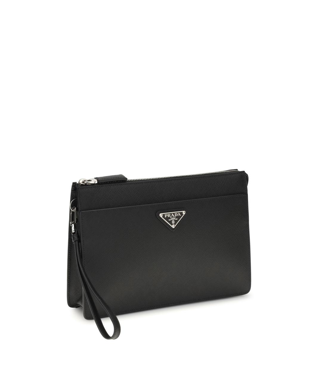 PRADA Черная кожаная барсетка, фото 2