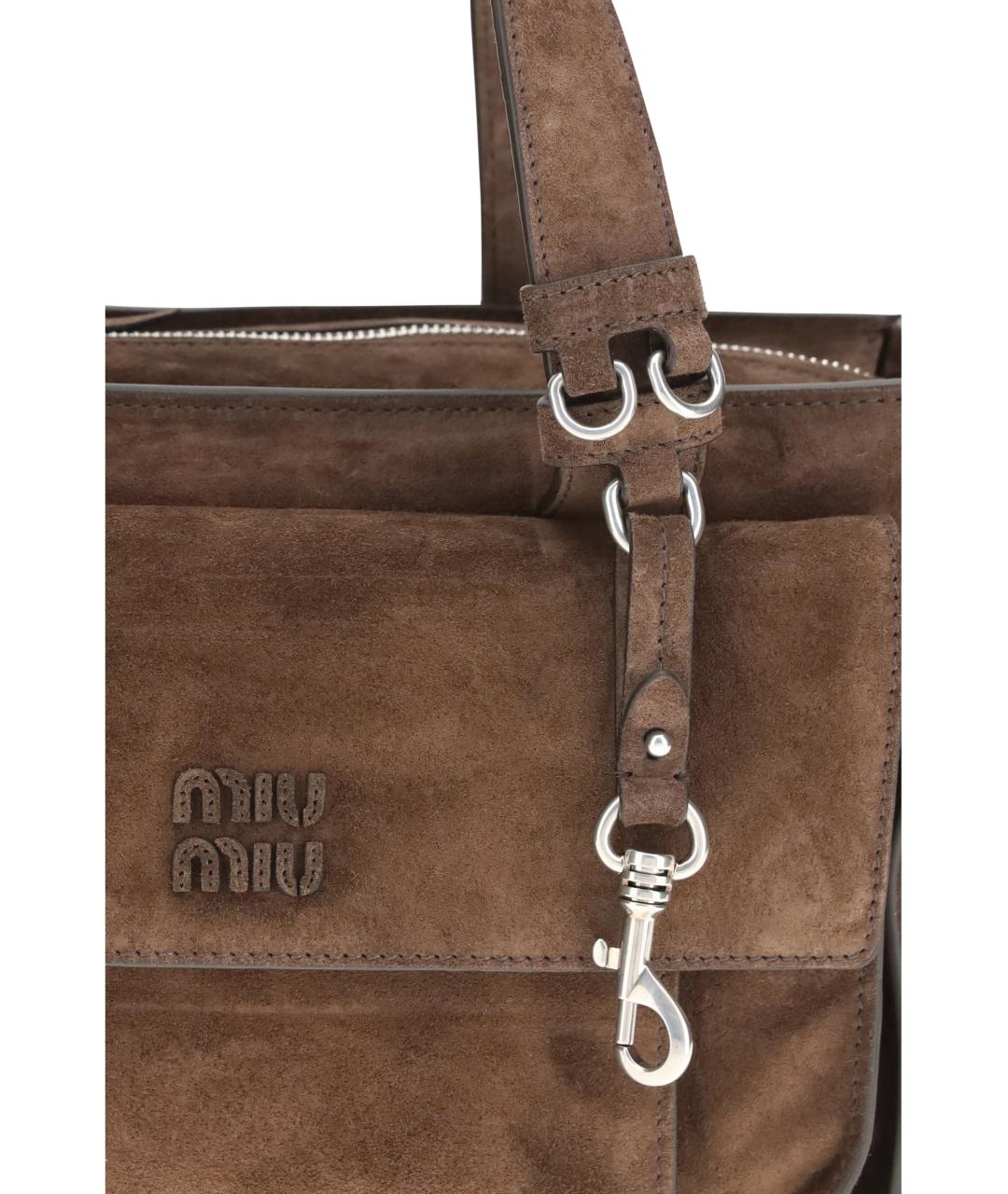 MIU MIU Коричневая замшевая сумка через плечо, фото 4