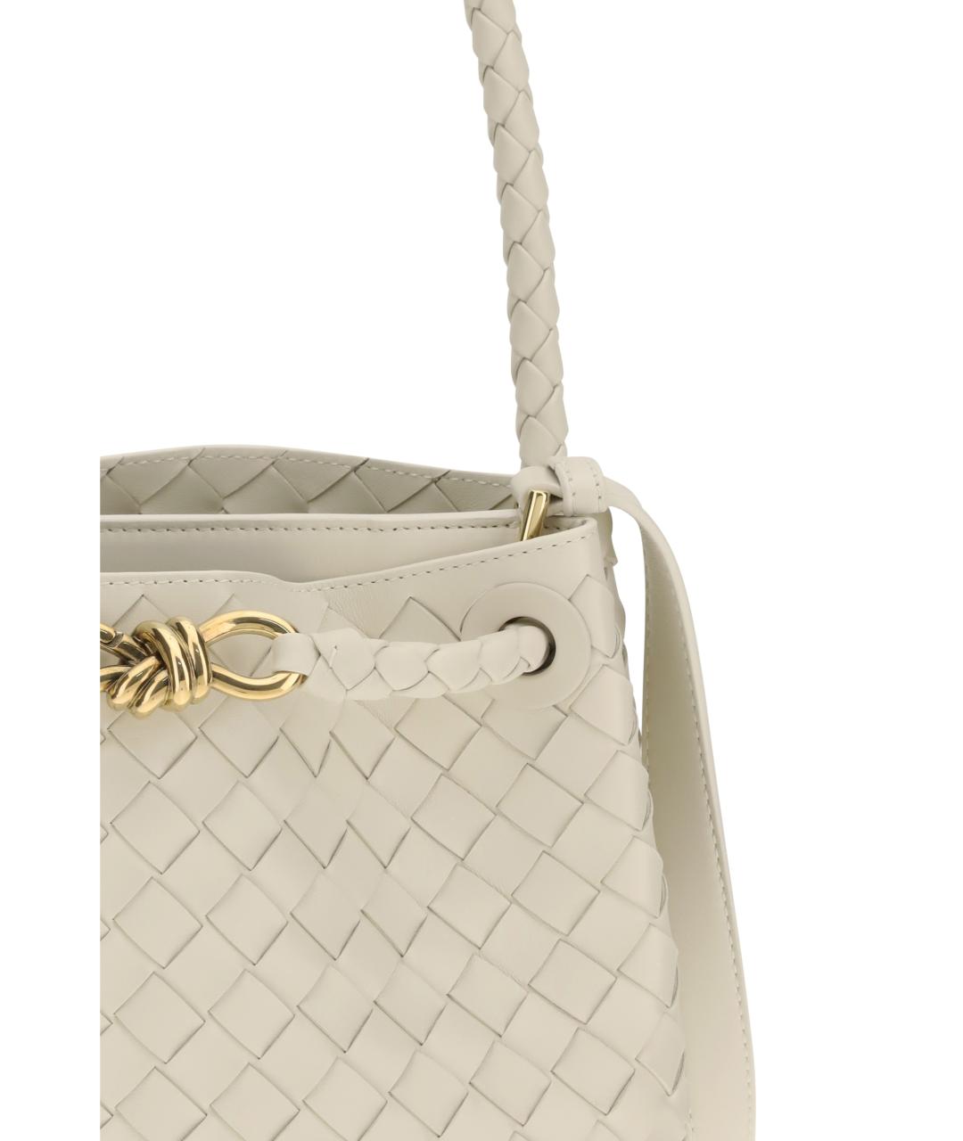 BOTTEGA VENETA Белая кожаная сумка через плечо, фото 4