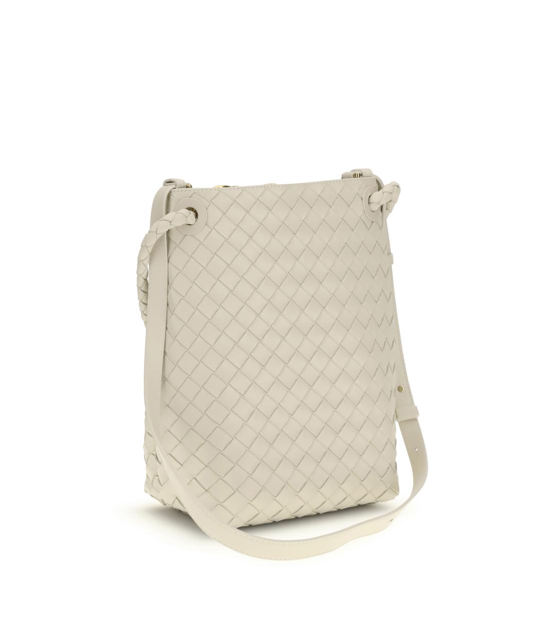 BOTTEGA VENETA Белая кожаная сумка через плечо, фото 3