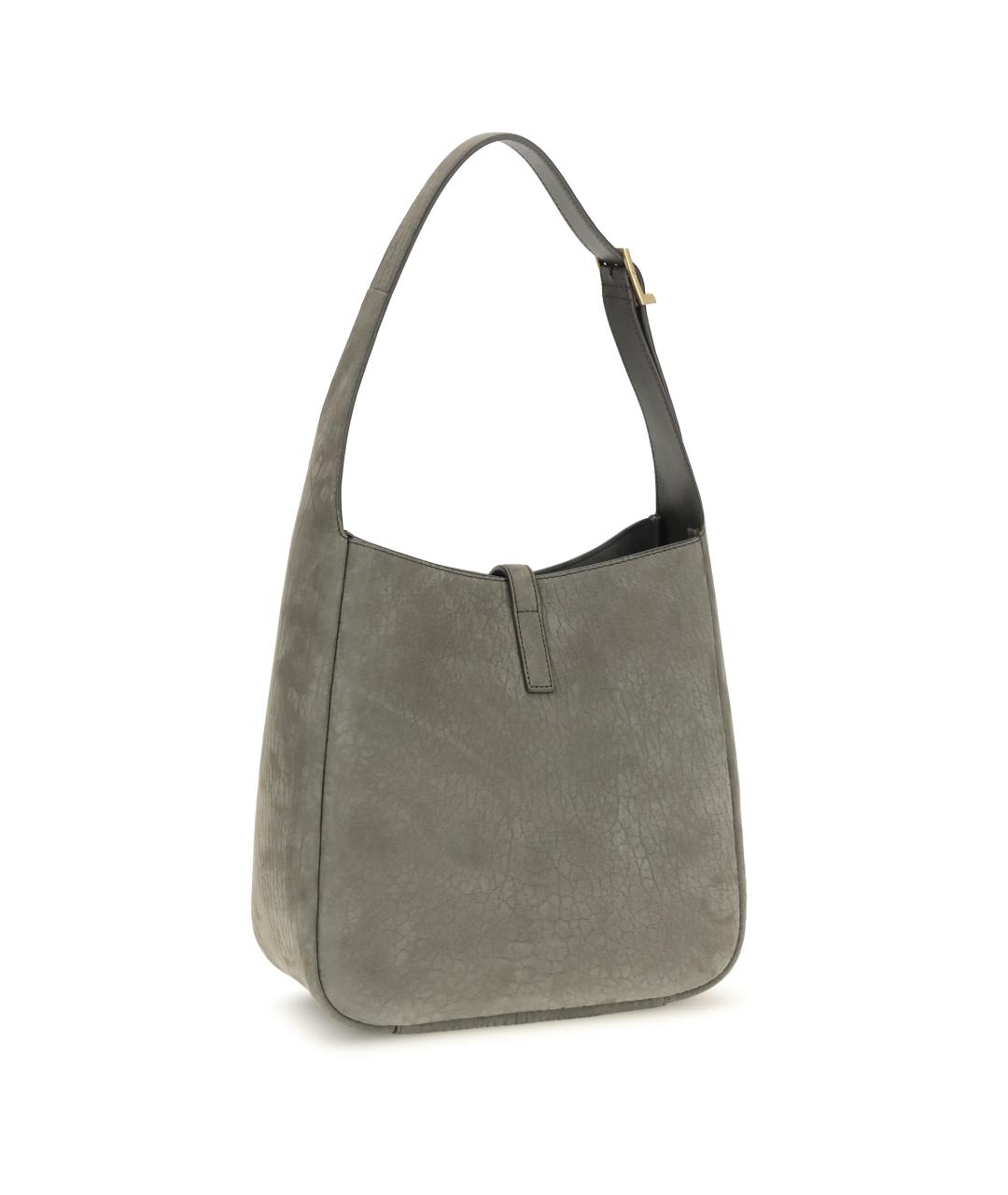 SAINT LAURENT Серая кожаная сумка через плечо, фото 3