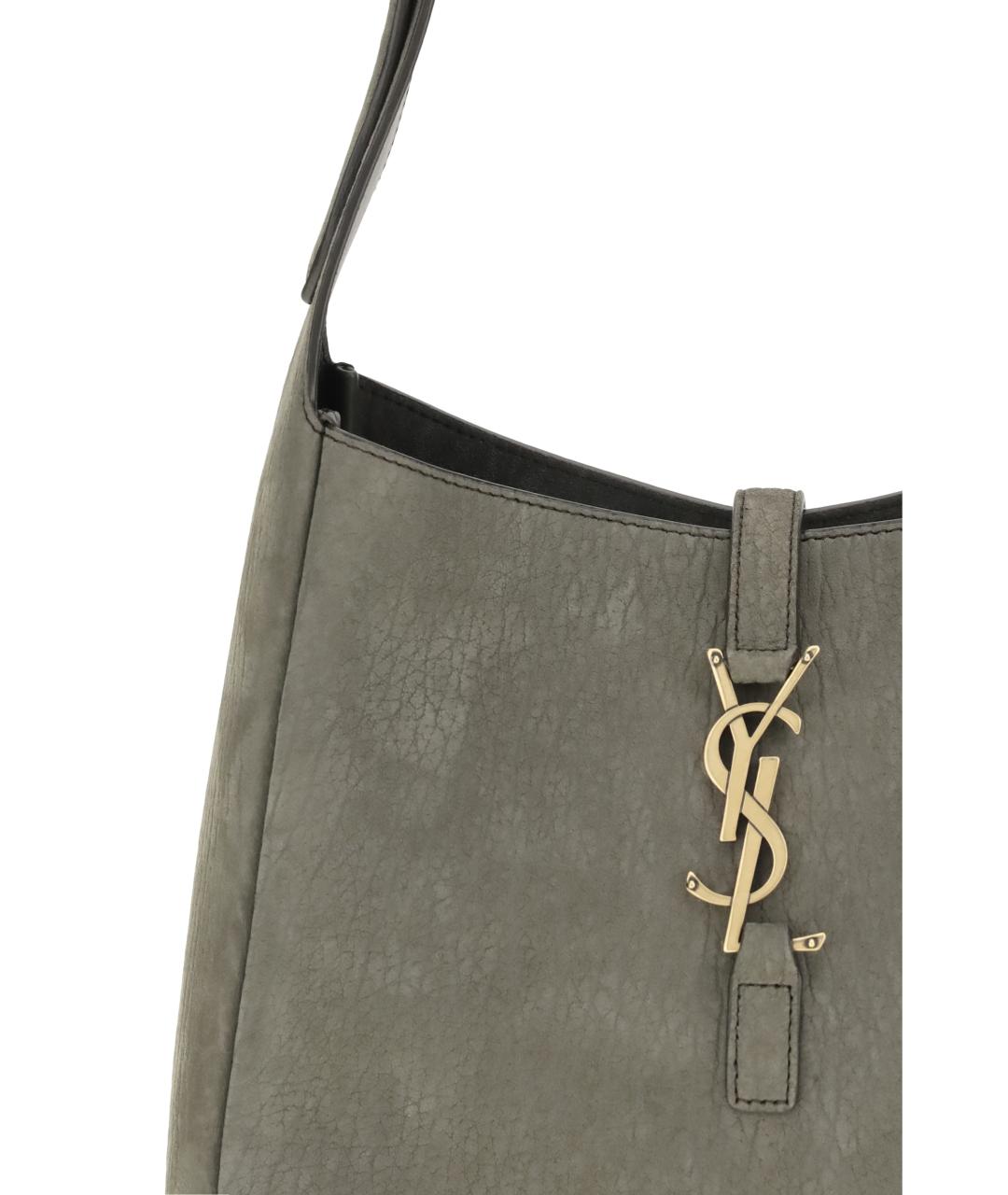 SAINT LAURENT Серая кожаная сумка через плечо, фото 4